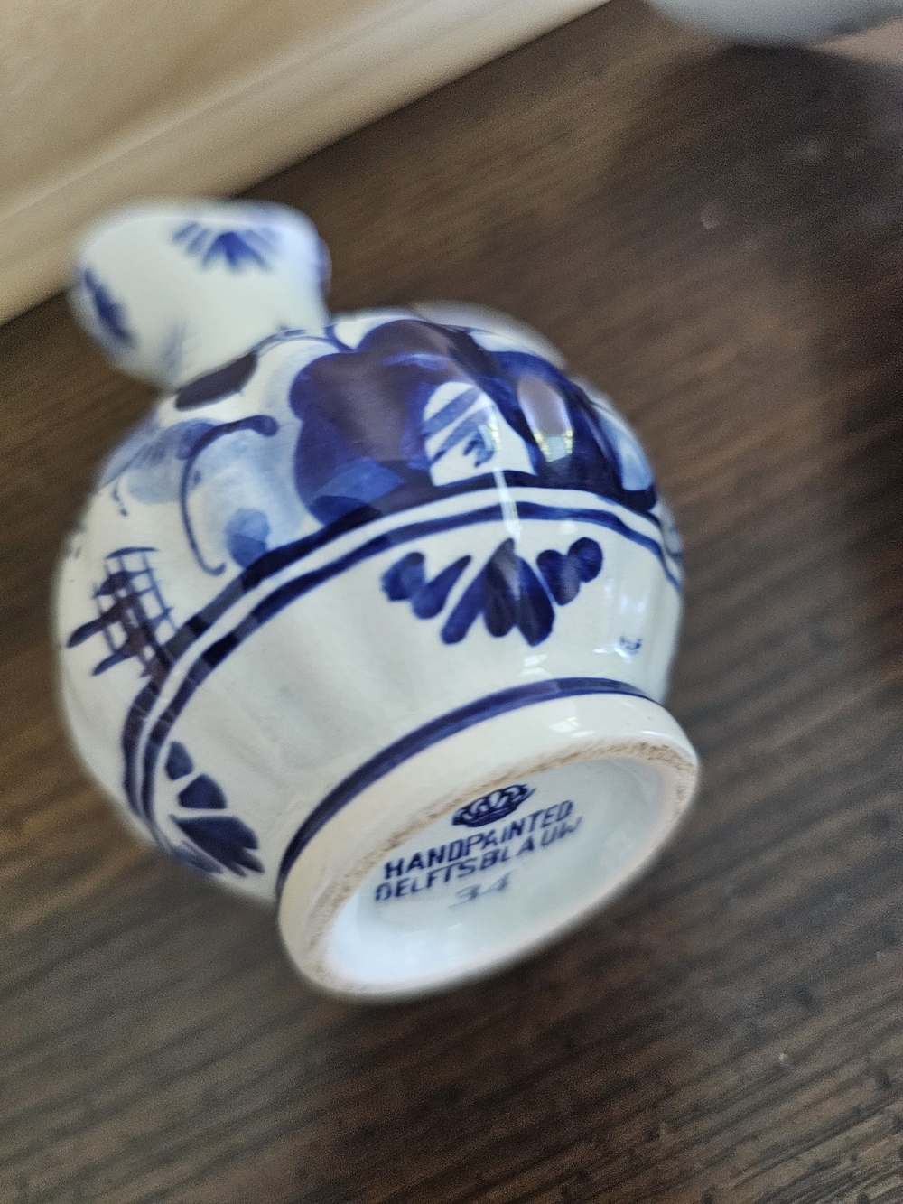 Vtg Delfts Hand Painted Blue & White Floral Ceramic Pitcher Jug Set 2 - Picture 8 of 11
